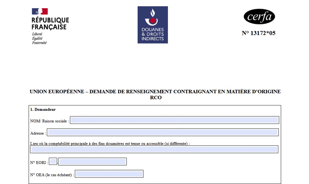 LE Renseignement Contraignant sur l'Origine (RCO)